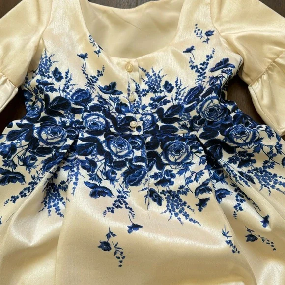 janie and jack blue floral dress Janie & Jack Green Floral Belted Dress NWT- Size 2T